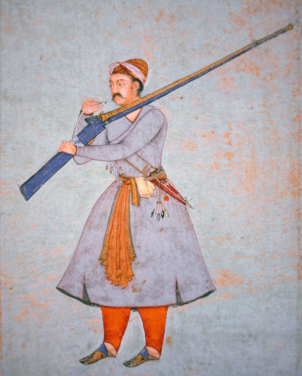 Officer for Mughal-hæren, ca. 1585 (farve litho) af Indian School