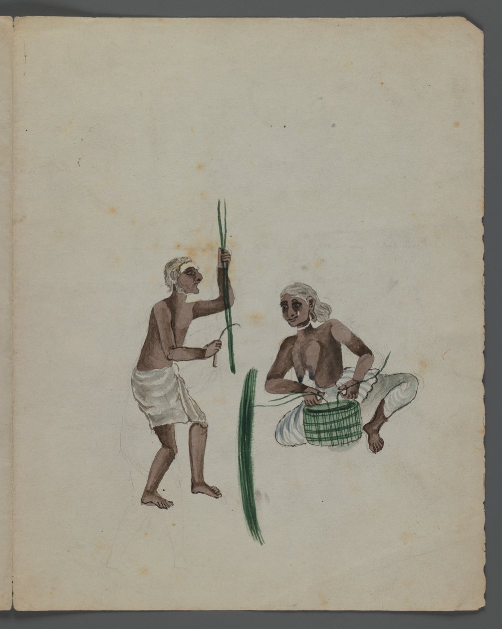 Et af et sæt på ni billeder, der viser indianere i forskellige erhverv (wc på papir) af Indian School