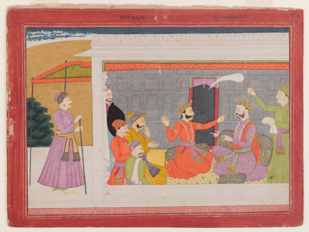 Side fra en Rukmini Haran-serie, ca. 1780-1800 (ugennemsigtigt wc på papir) af Indian School