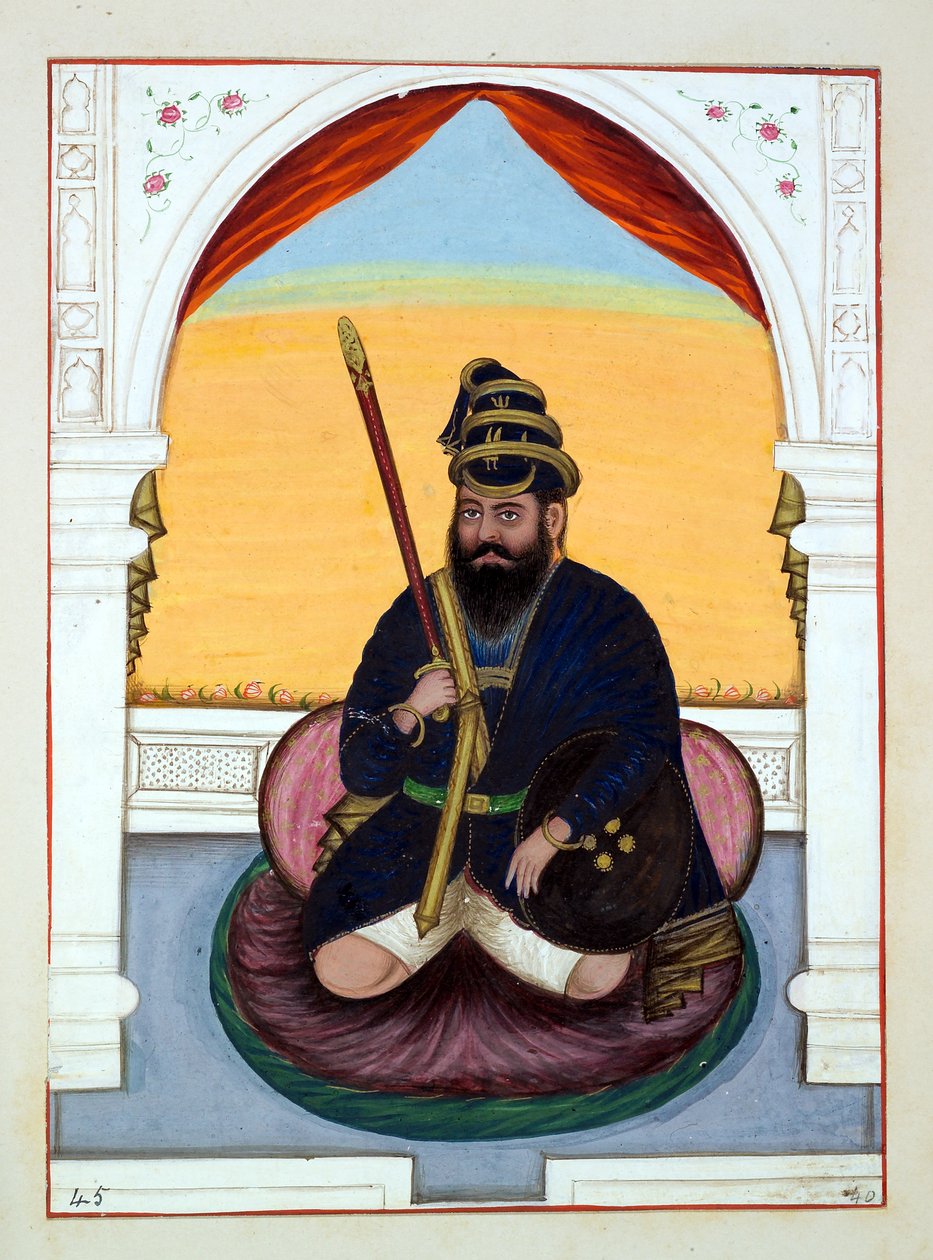 Phola Singh Nihang, fra The Kingdom of the Punjab, its Rulers and Chiefs, bind II, et bind med 30 akvarelstudier af en uidentificeret indisk kunstner, ca. 1840 (wc på papir) af Indian School