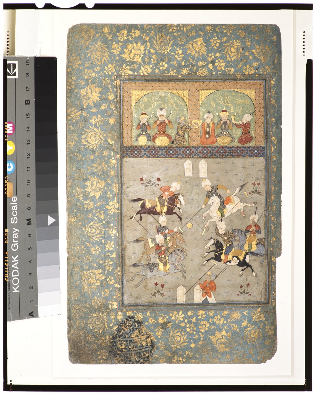 Polospillere, ca. 1530 (ugennemsigtig akvarel og guld på papir) af Indian School
