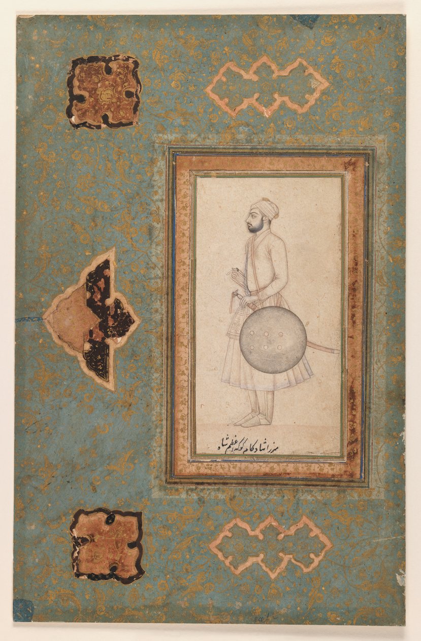 Portræt af Kuka Azam Shah, ca. 1640 (blæk på papir) af Indian School