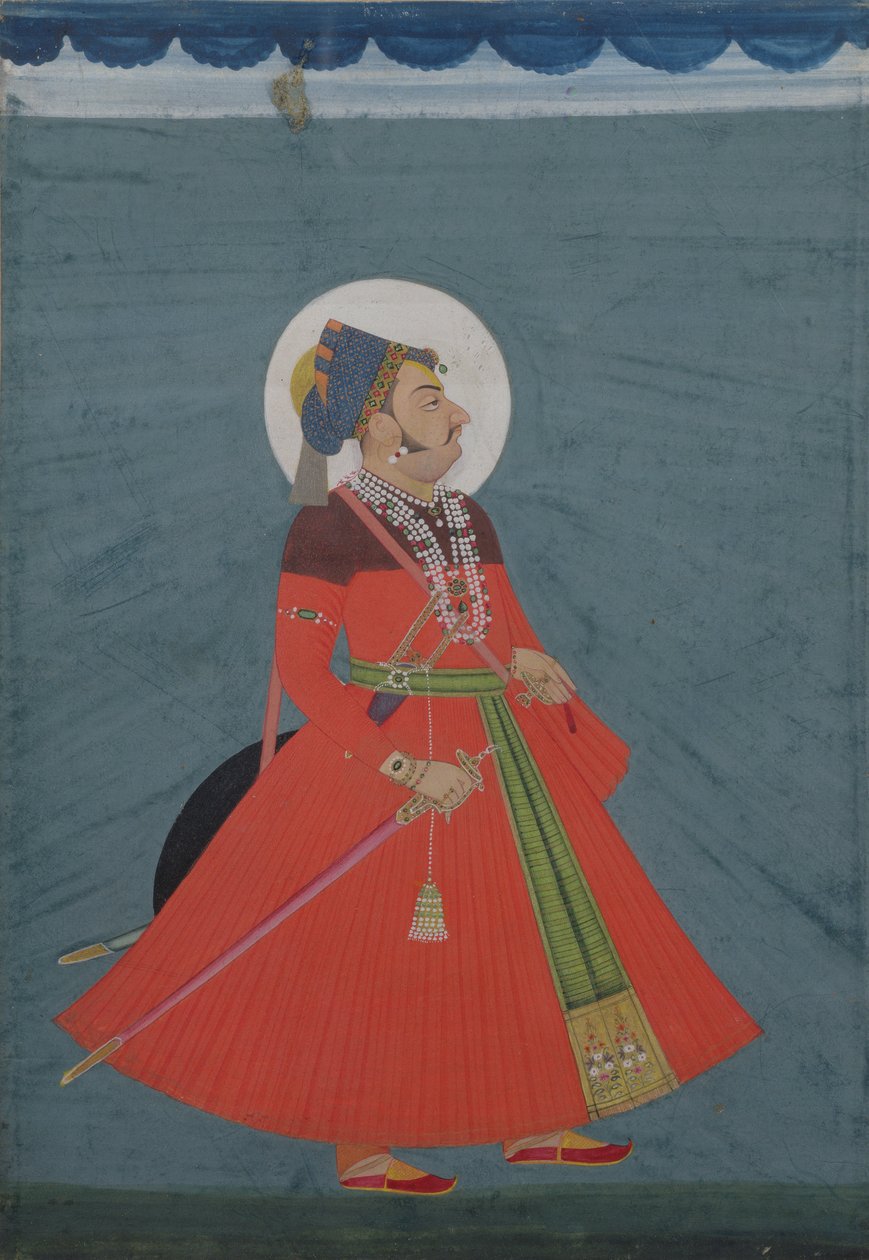 Portræt af Maharaja Ajit Singh af Jodhpur (1678-1724) Jodhpur, 1800-tallet af Indian School