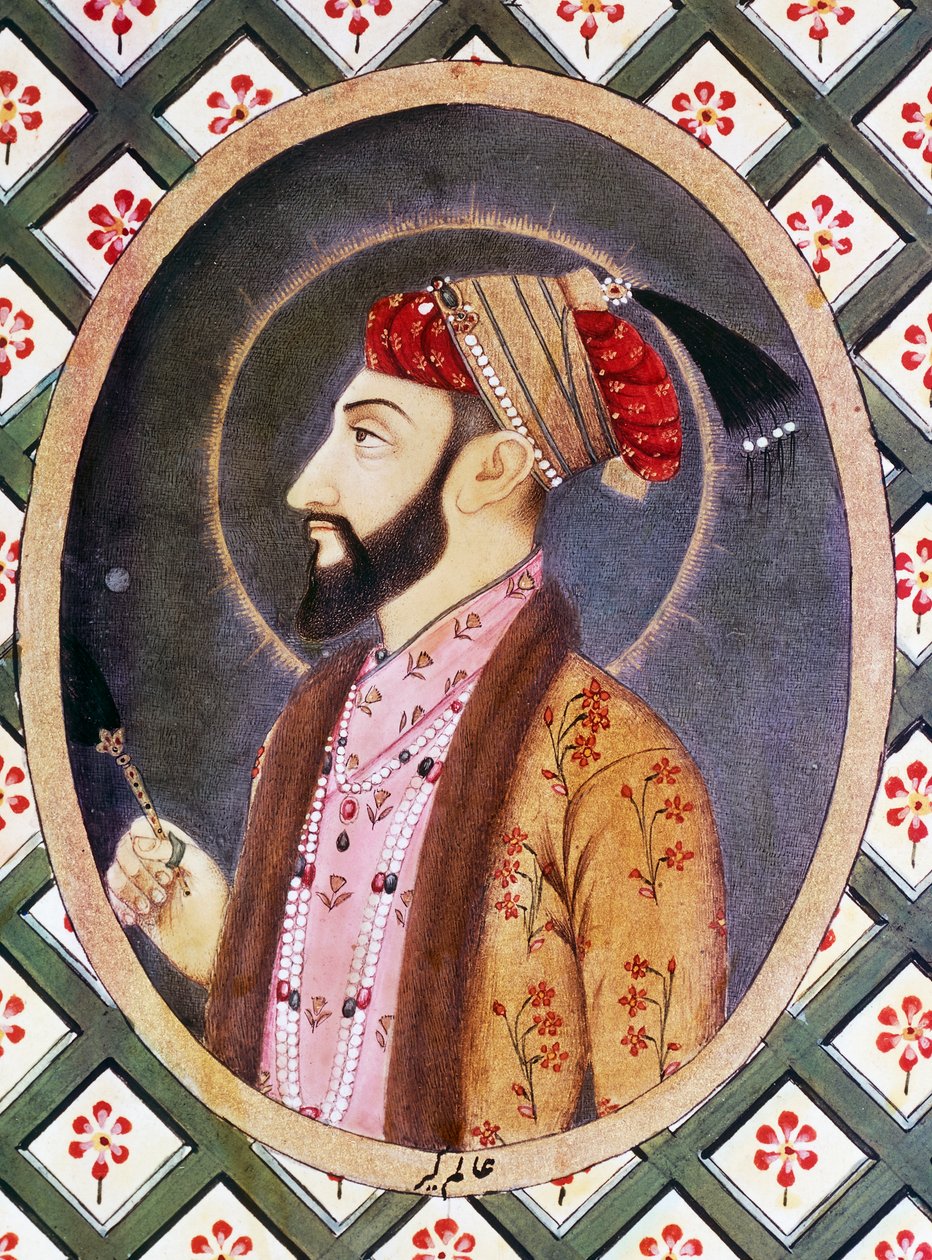 Portræt af Mughal-kejser Aurangzeb kendt som Alamgir I (1618-1707), hersker over Indien fra 1658 til 1717 af Indian School