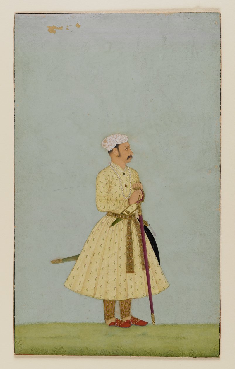 Portræt af Rao Chattar Sal fra Bundi, ca. 1675 (ugennemsigtigt wc & guld på papir) af Indian School