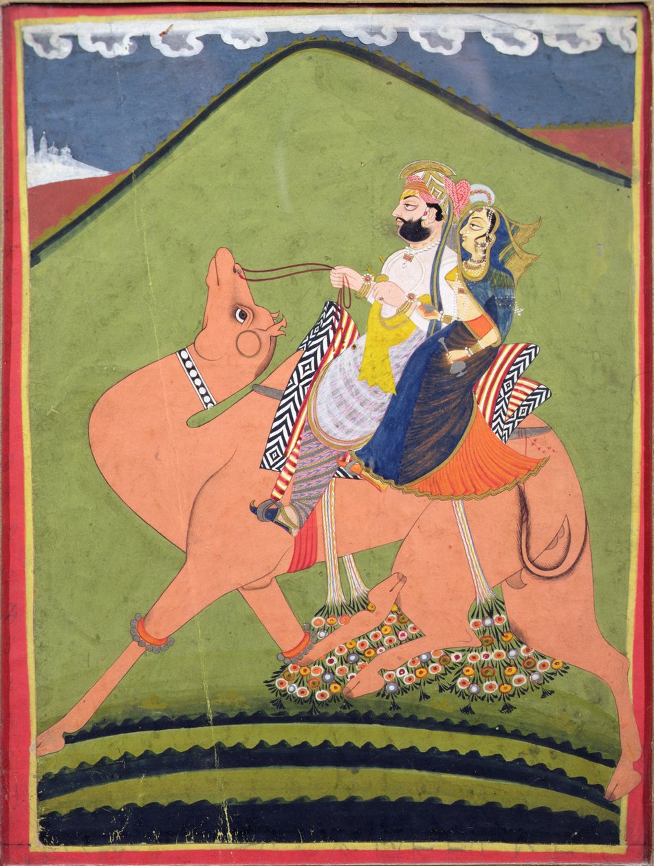 Portræt af Salim Singh af Pokaran, ridende på en kamel med sin rani, Jodhpur, ca. 1810-20 af Indian School