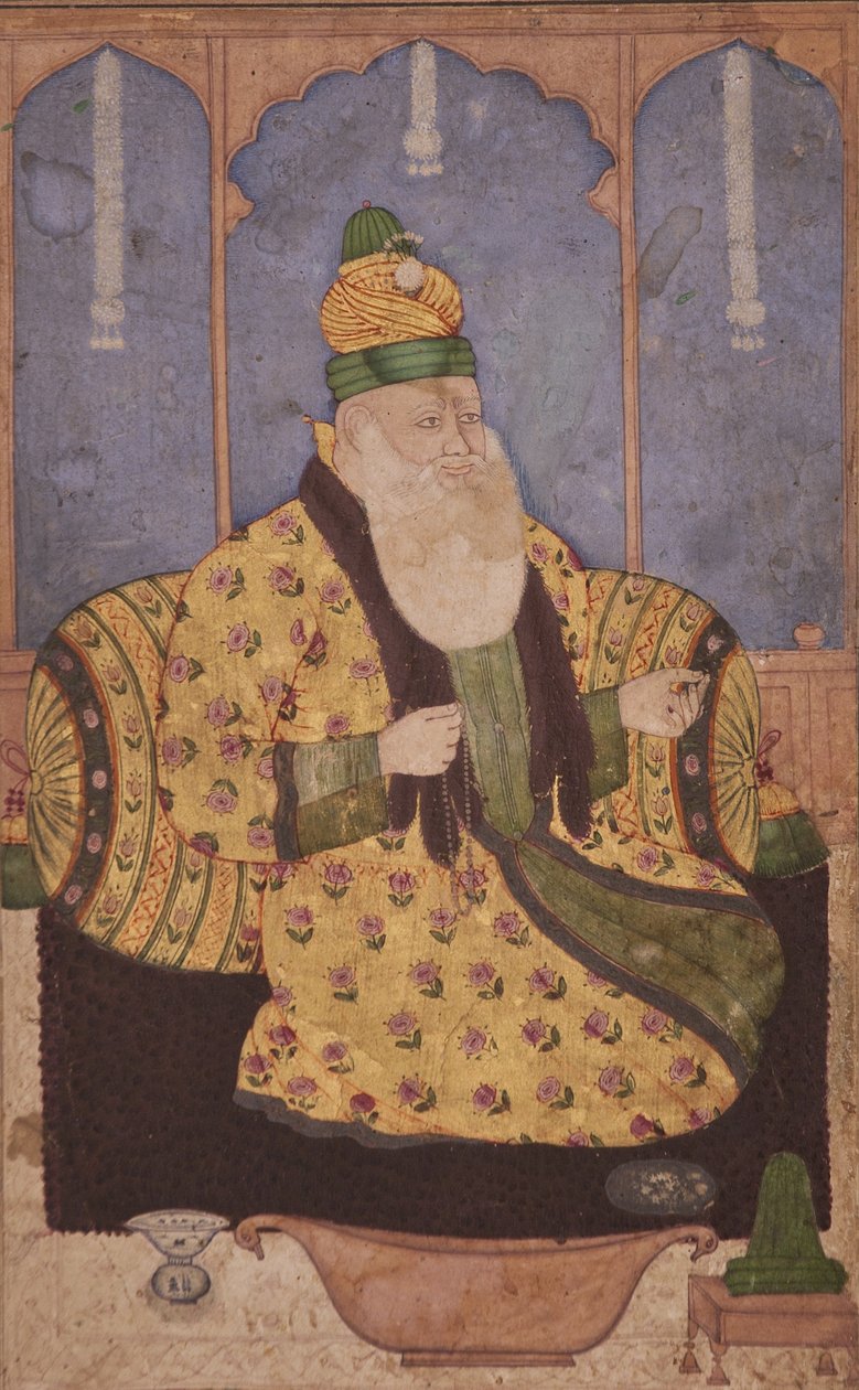 Portræt af en sufi-sheik, ca. 1670 (ugennemsigtigt wc & guld på papir) af Indian School
