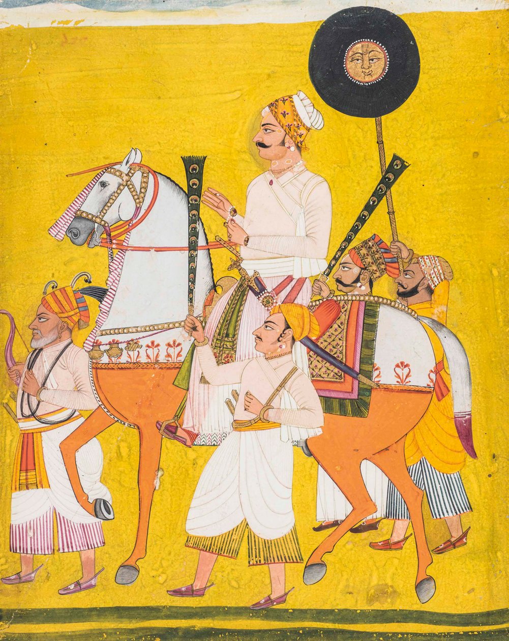 Portræt af en mand til hest, muligvis Maharaja Jai Singh II af Indian School