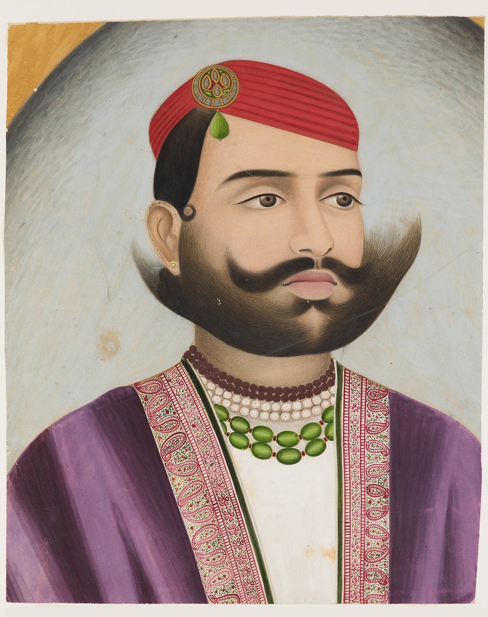 Portræt af en mand, muligvis tidligt i det 20. århundrede (gouache på pap) af Indian School
