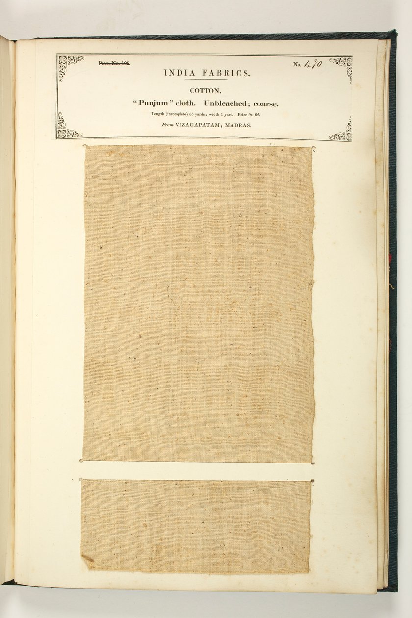 Punjum Cloth, Vizagapatam, Madras, fra The Collection of the Textile Manufacturers of India, af John Forbes Watson, udgivet i 1866 af Indian School