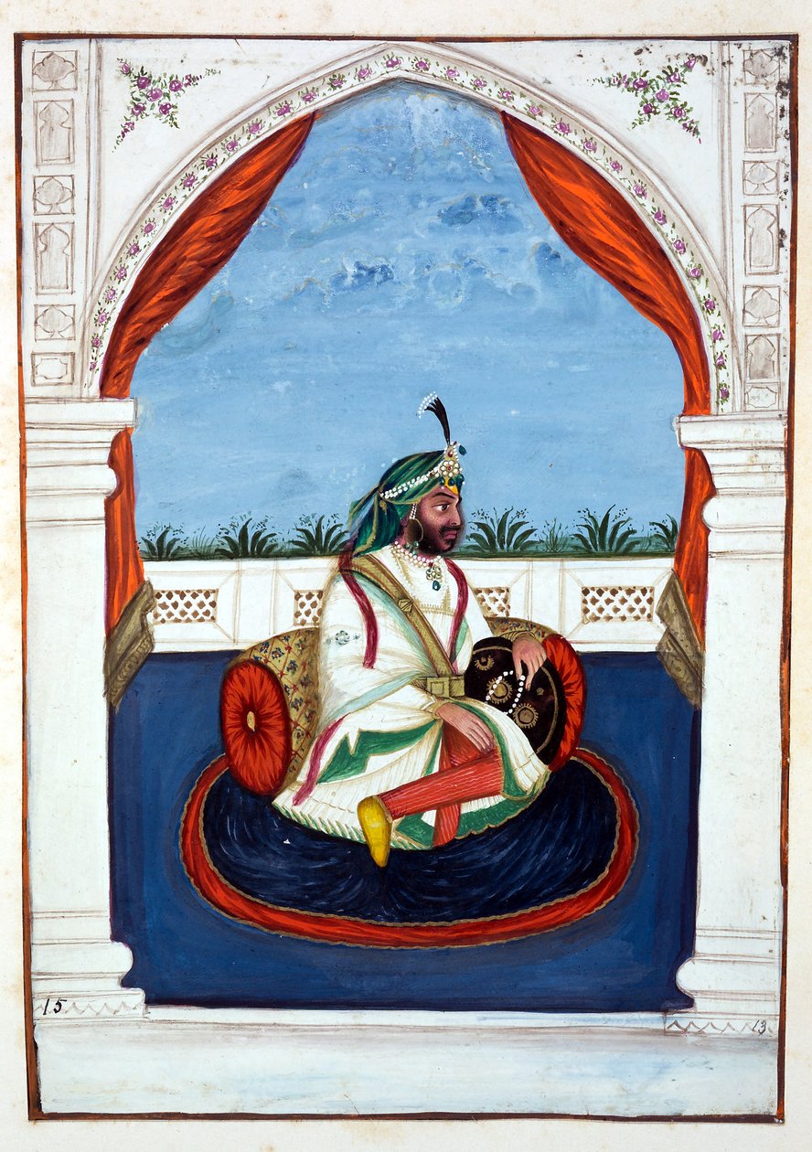 Rajah Lal Singh, fra The Kingdom of the Punjab, its Rulers and Chiefs, bind I, et bind på 27 akvarelstudier af en uidentificeret indisk kunstner, ca. 1840 (wc på papir) af Indian School