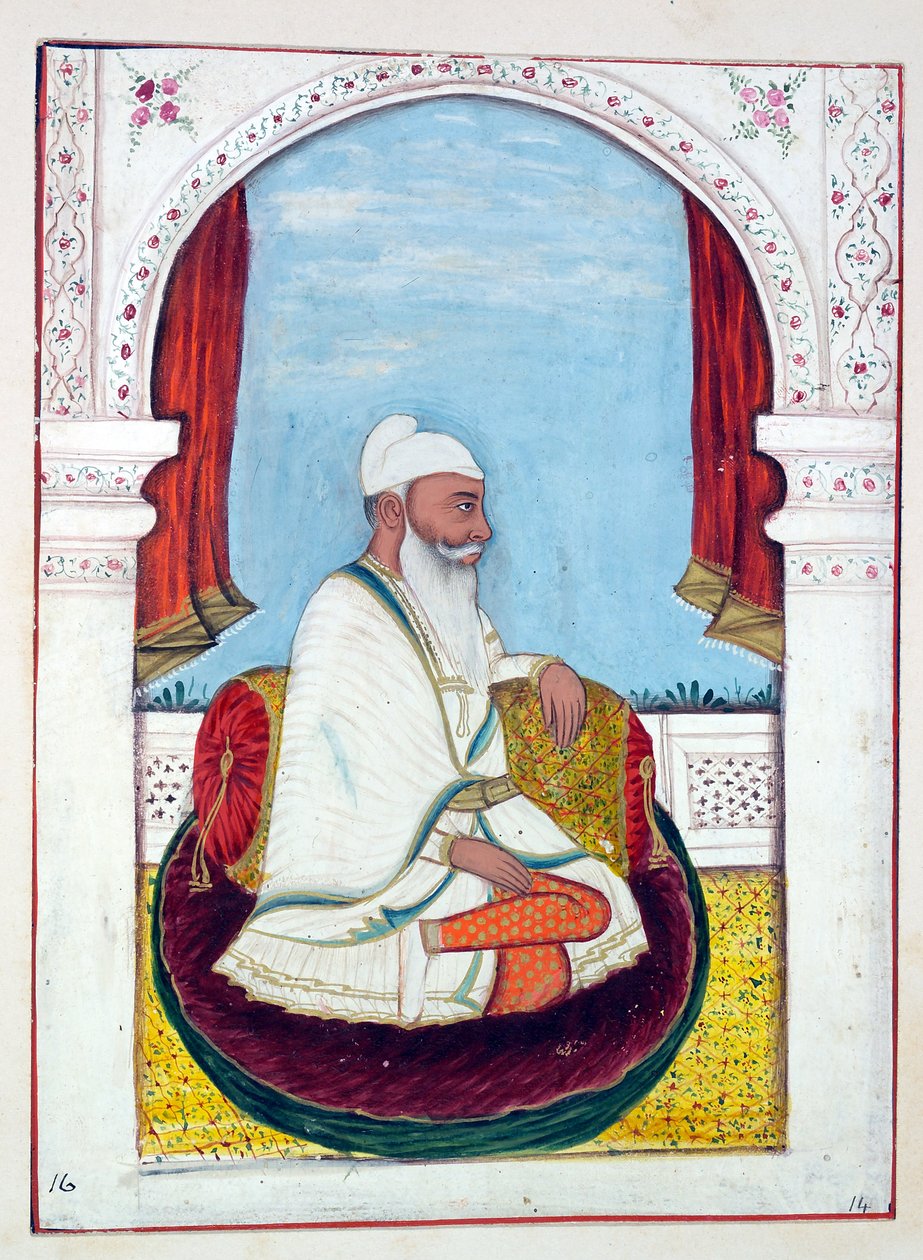 Rajah Lal Singh, fra The Kingdom of the Punjab, its Rulers and Chiefs, bind I, et bind på 27 akvarelstudier af en uidentificeret indisk kunstner, ca. 1840 (wc på papir) af Indian School