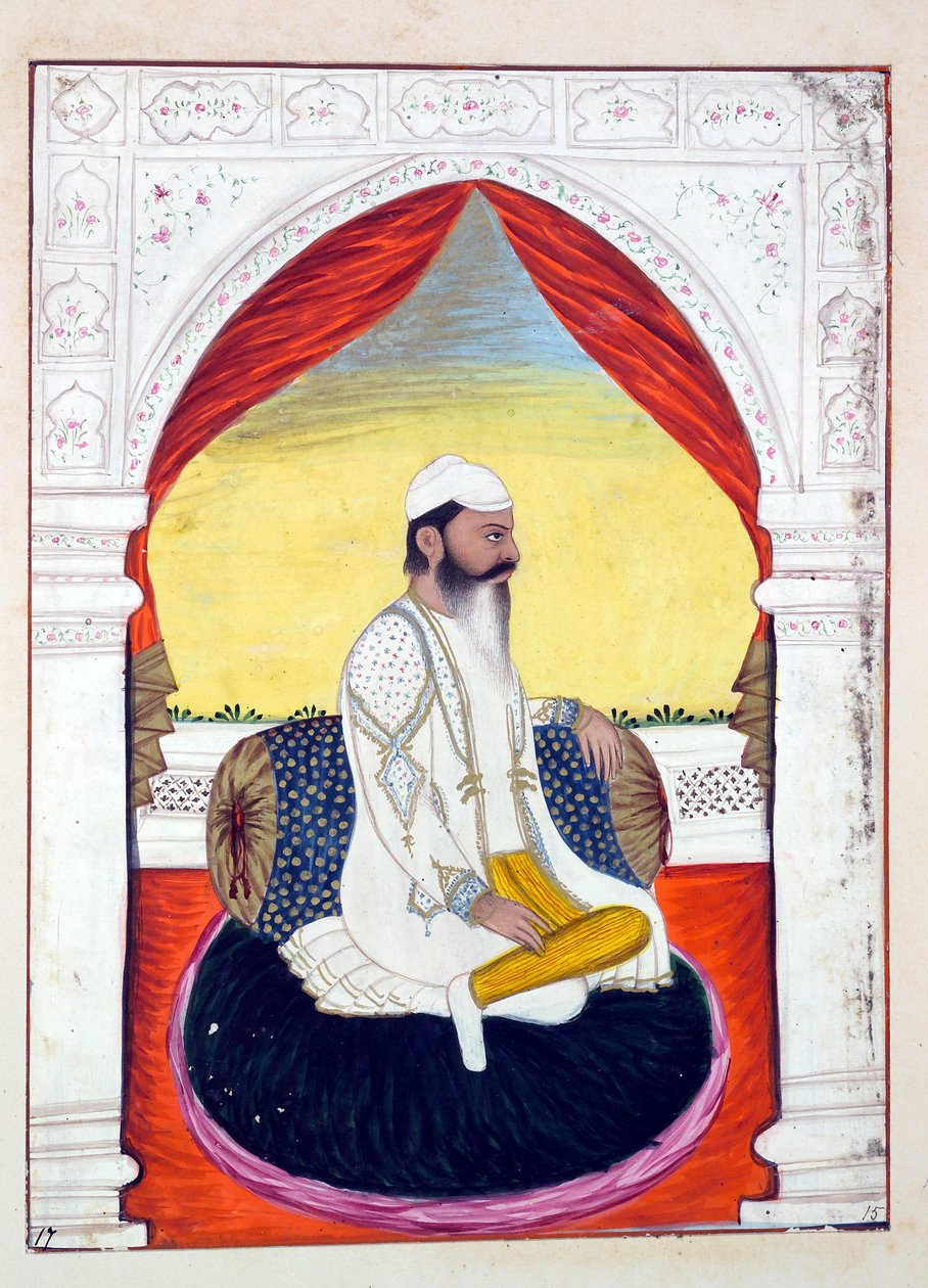 Rajah Sahib Dyal, fra The Kingdom of the Punjab, its Rulers and Chiefs, bind I, et bind med 27 akvarelstudier af en uidentificeret indisk kunstner, ca. 1840 (wc på papir) af Indian School