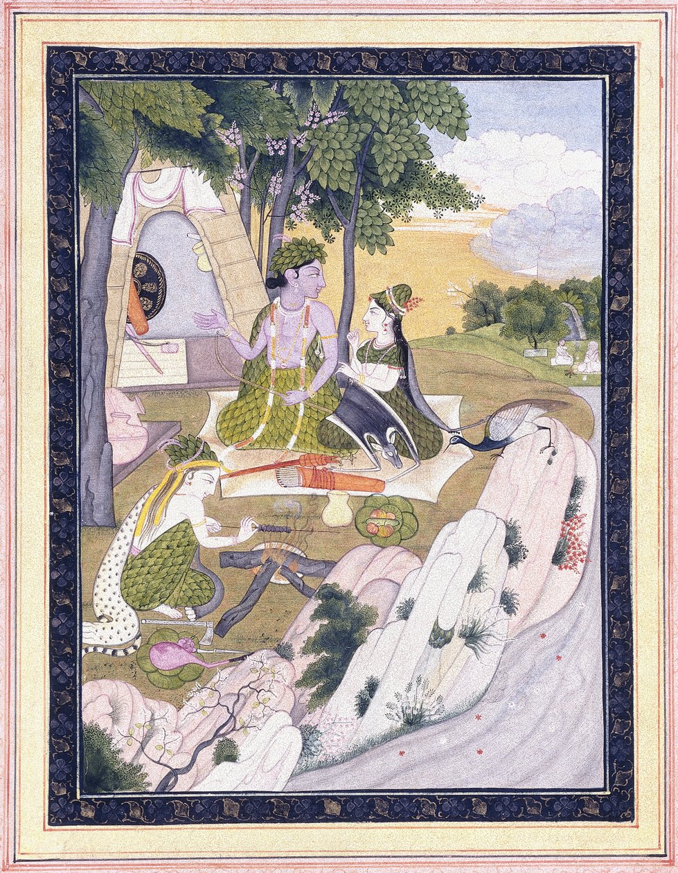 Rama og Sita med Lakshman, ca. 1800 af Indian School