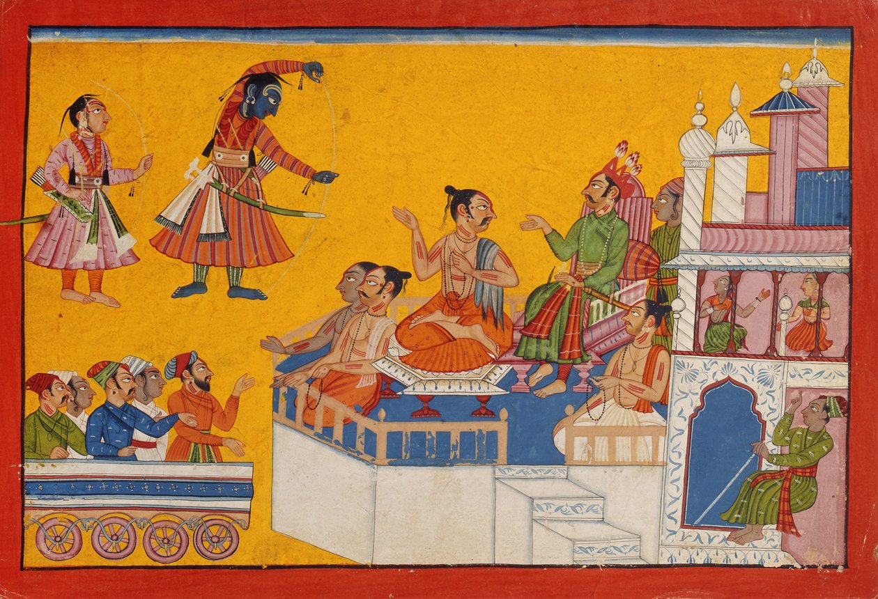 Rama bøjer sin bue, ca. 1700 (ugennemsigtigt wc på papir) af Indian School