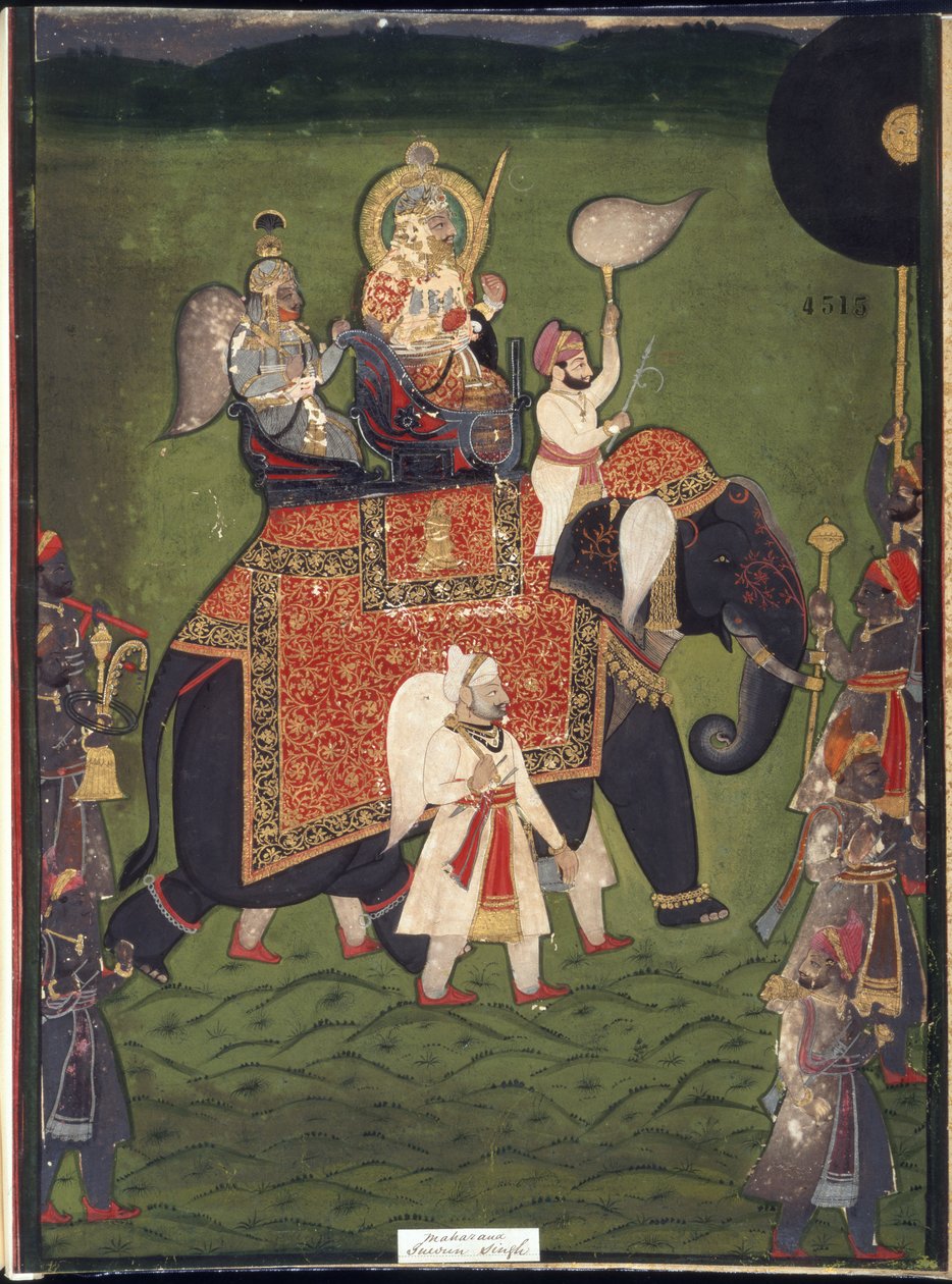 Rana Jawan Singh fra Mewar (akvarel på papir) af Indian School
