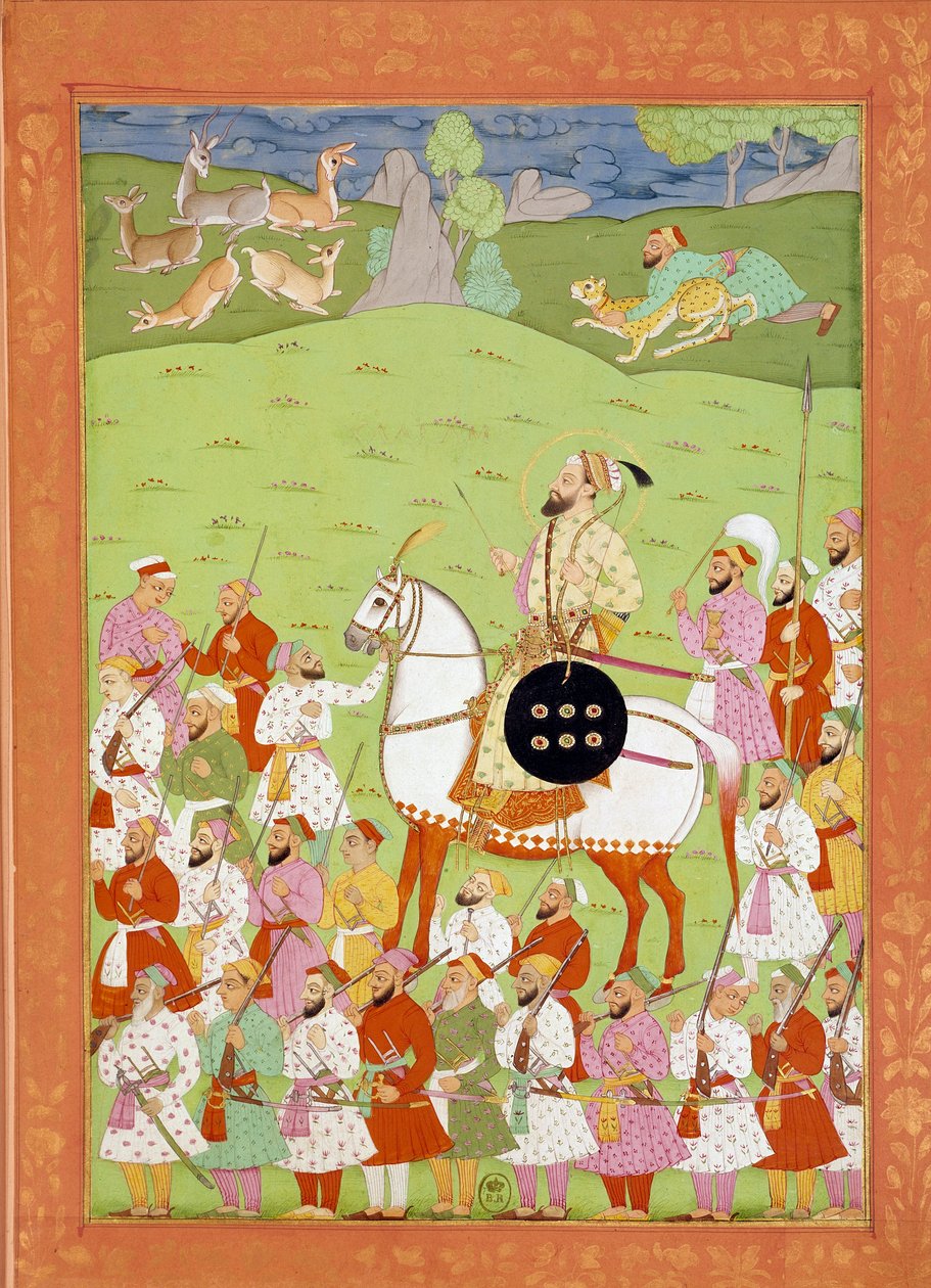 Repræsentation af Shah Alems anden søn af Aurengzib på hesteryg Miniaturer indisk og persisk i "History of India from Tamertante to Orangreyb"" af Niccolo Manucci (1638-1717). B.N., Paris. af Indian School