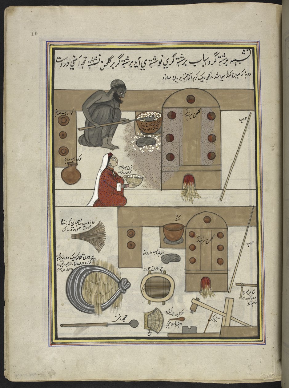 Risparger og hustru,  86 tegninger indbundet i et bind, der viser håndværk og erhverv i Kashmir, håndværkere vises i arbejde med deres redskaber og udstyr,  Af en Kashmir-kunstner, sandsynligvis i Srinagar, ca. 1850-60 (gouache på papir) af Indian School