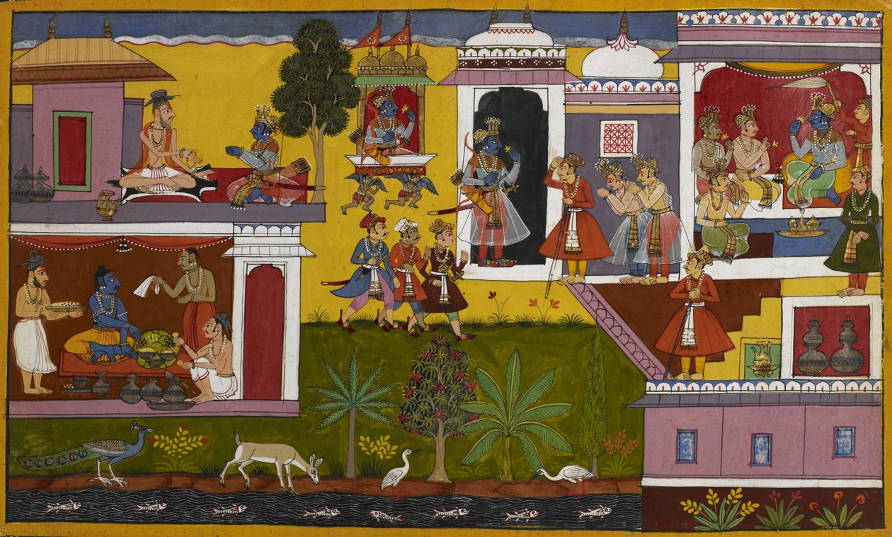 Rāma vender tilbage til Ayodhya og planlægger Rajasuya-ofringen, men Bharata fraråder ham det. af Indian School