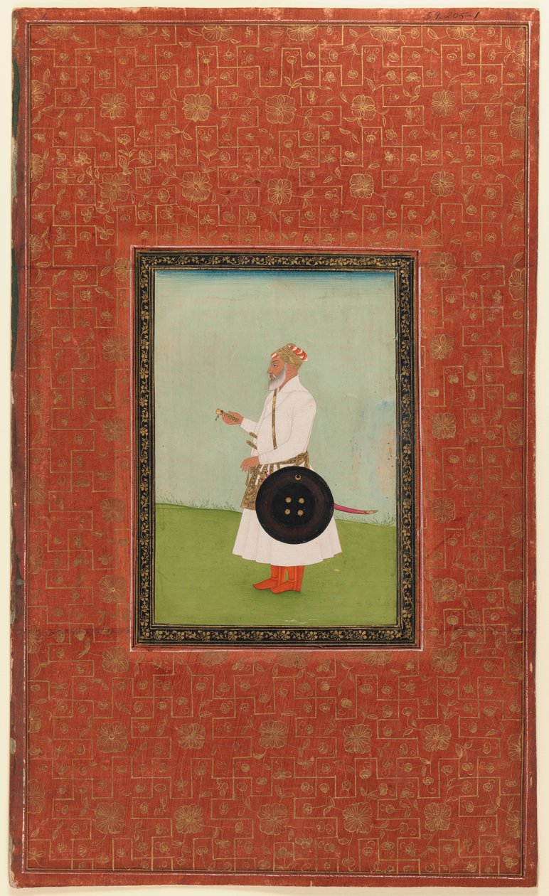 Ruh Allah Khan, 1875-1900 (ugennemsigtigt wc & guld på papir) af Indian School