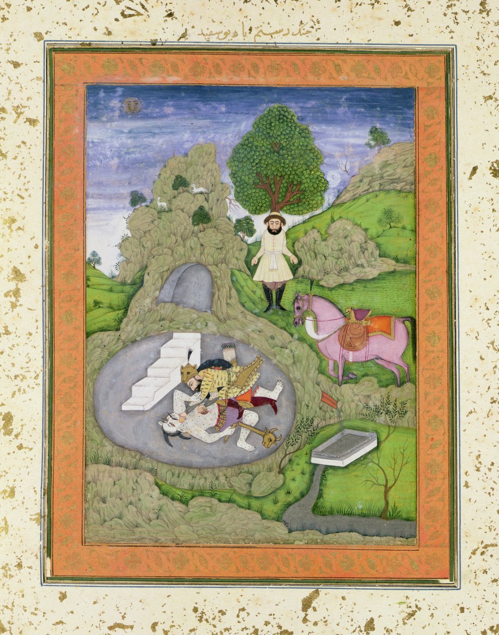 Rustam dræber den hvide dæmon, illustration fra 