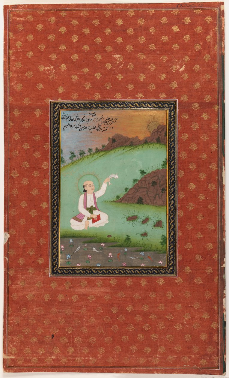 Saint Shams-i Tabriz, 1875-1900 (ugennemsigtigt wc & guld på papir) af Indian School