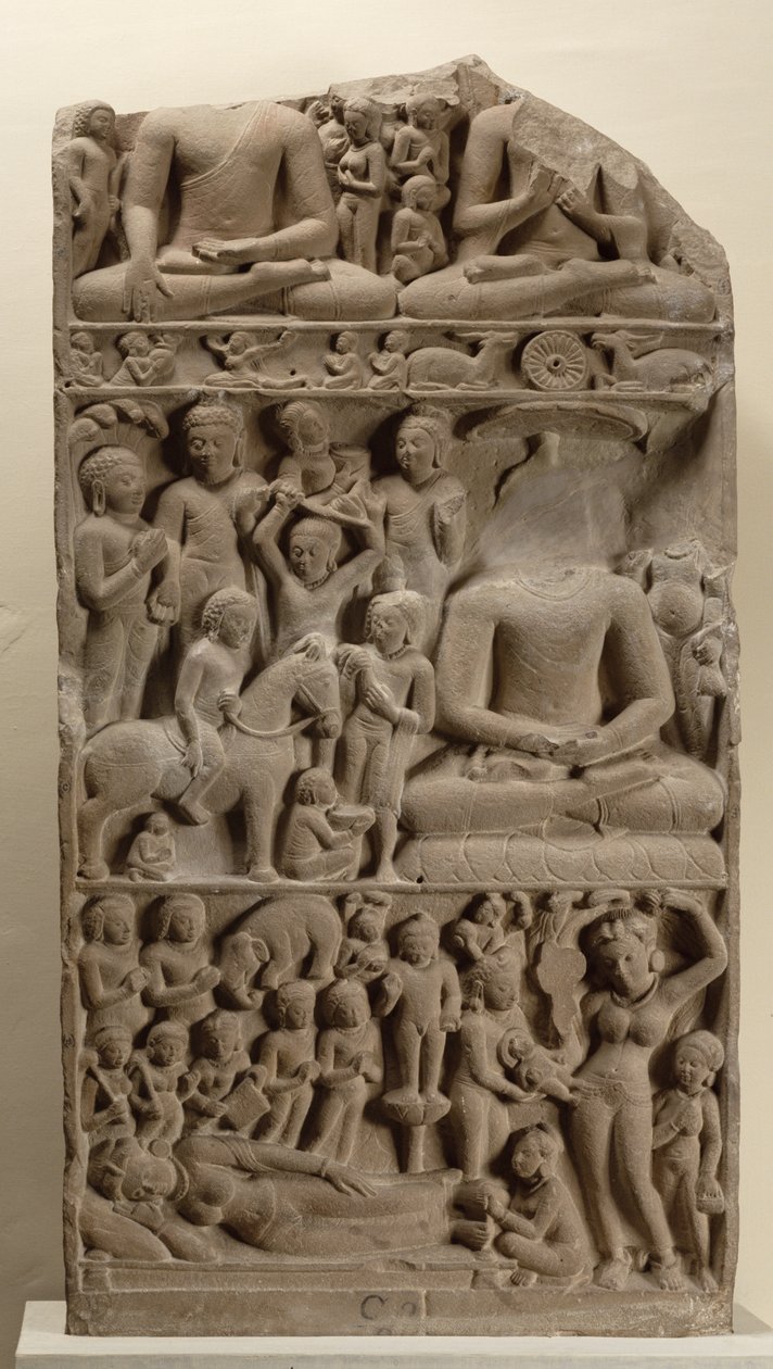Scener fra Buddhas liv, Sarnath, Uttar Pradesh af Indian School