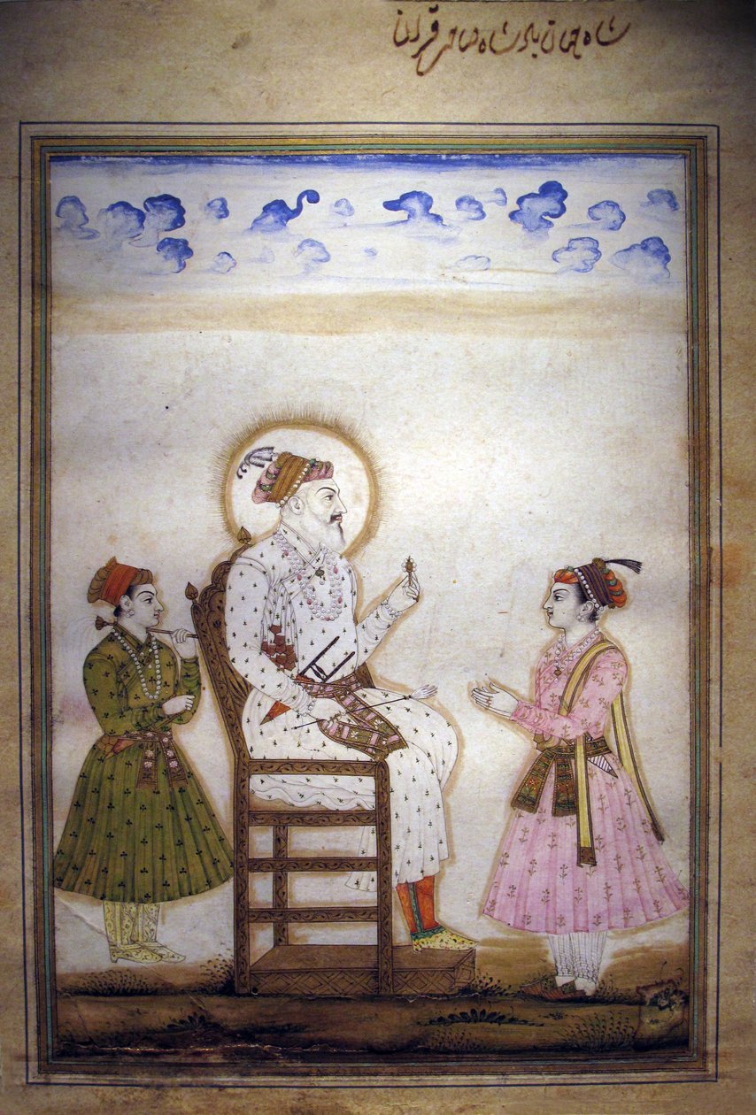 Shah Jahan siddende med ledsagere af Indian School