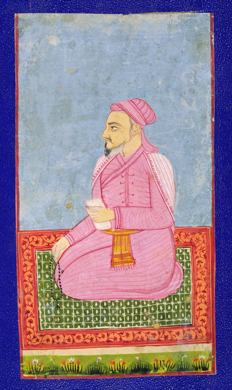 Shams Al-Umara, illustration fra en bog om indiske mystikere (blæk på papir monteret på kort) af Indian School