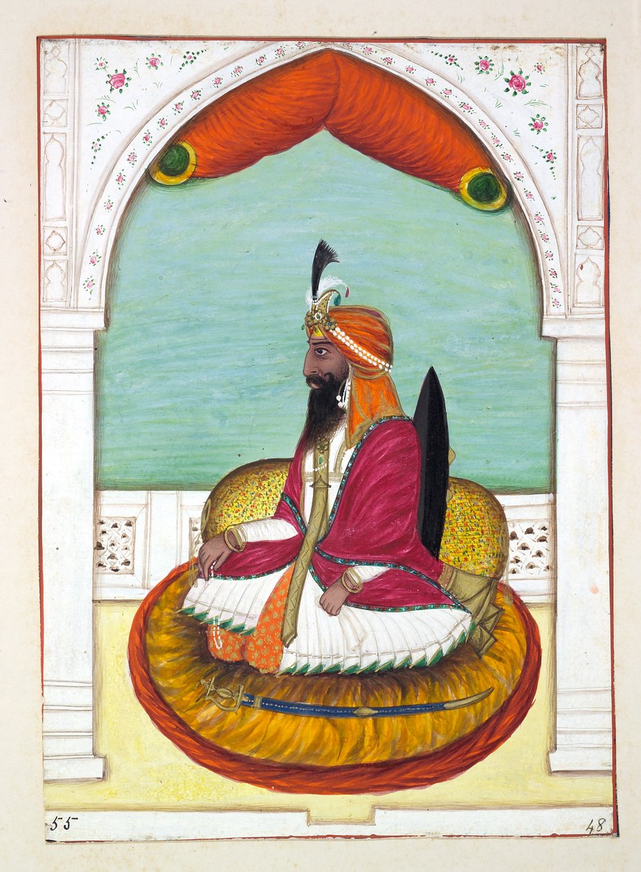 Sirdar Fatteh Khan (Iowana), fra The Kingdom of the Punjab, its Rulers and Chiefs, bind II, et bind med 30 akvarelstudier af en uidentificeret indisk kunstner, ca. 1840 (wc på papir) af Indian School