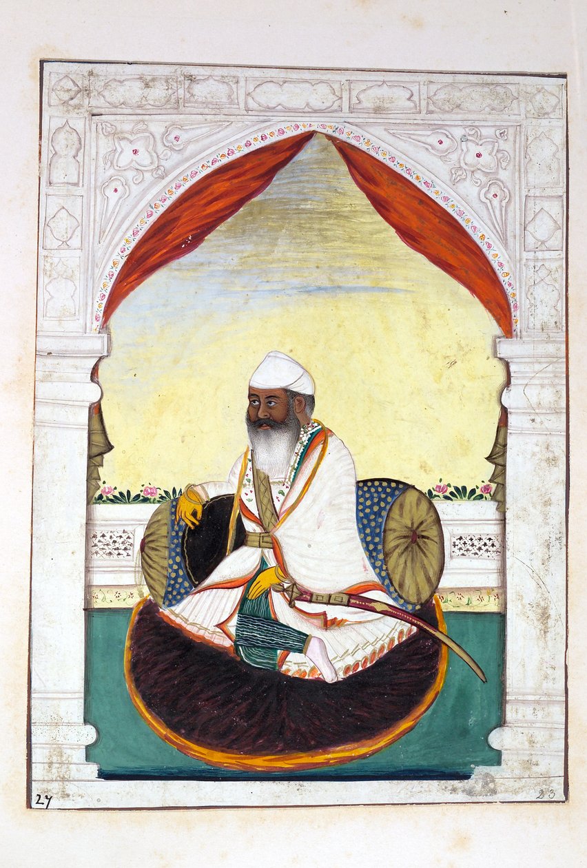 Sirdar Gurmukh Singh Bhai, fra The Kingdom of the Punjab, its Rulers and Chiefs, bind II, et bind med 30 akvarelstudier af en uidentificeret indisk kunstner, ca. 1840 (wc på papir) af Indian School