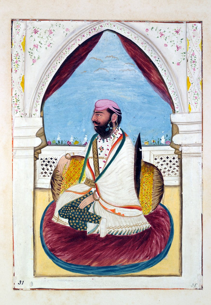 Sirdar Hukm Singh (Malwai), fra The Kingdom of the Punjab, its Rulers and Chiefs, bind II, et bind med 30 akvarelstudier af en uidentificeret indisk kunstner, ca. 1840 (wc på papir) af Indian School