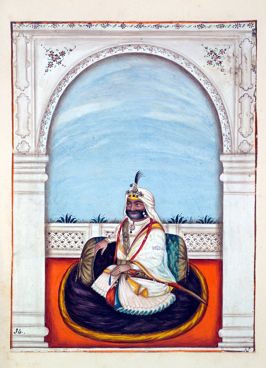Sirdar Lehna Singh (Majithia), fra The Kingdom of the Punjab, its Rulers and Chiefs, bind II, et bind med 30 akvarelstudier af en uidentificeret indisk kunstner, ca. 1840 (wc på papir) af Indian School