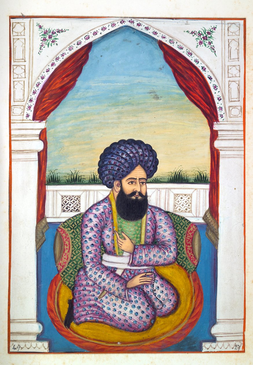 Sirdar Mohammad Sultan Khan, fra The Kingdom of the Punjab, its Rulers and Chiefs, bind II, et bind med 30 akvarelstudier af en uidentificeret indisk kunstner, ca. 1840 (wc på papir) af Indian School