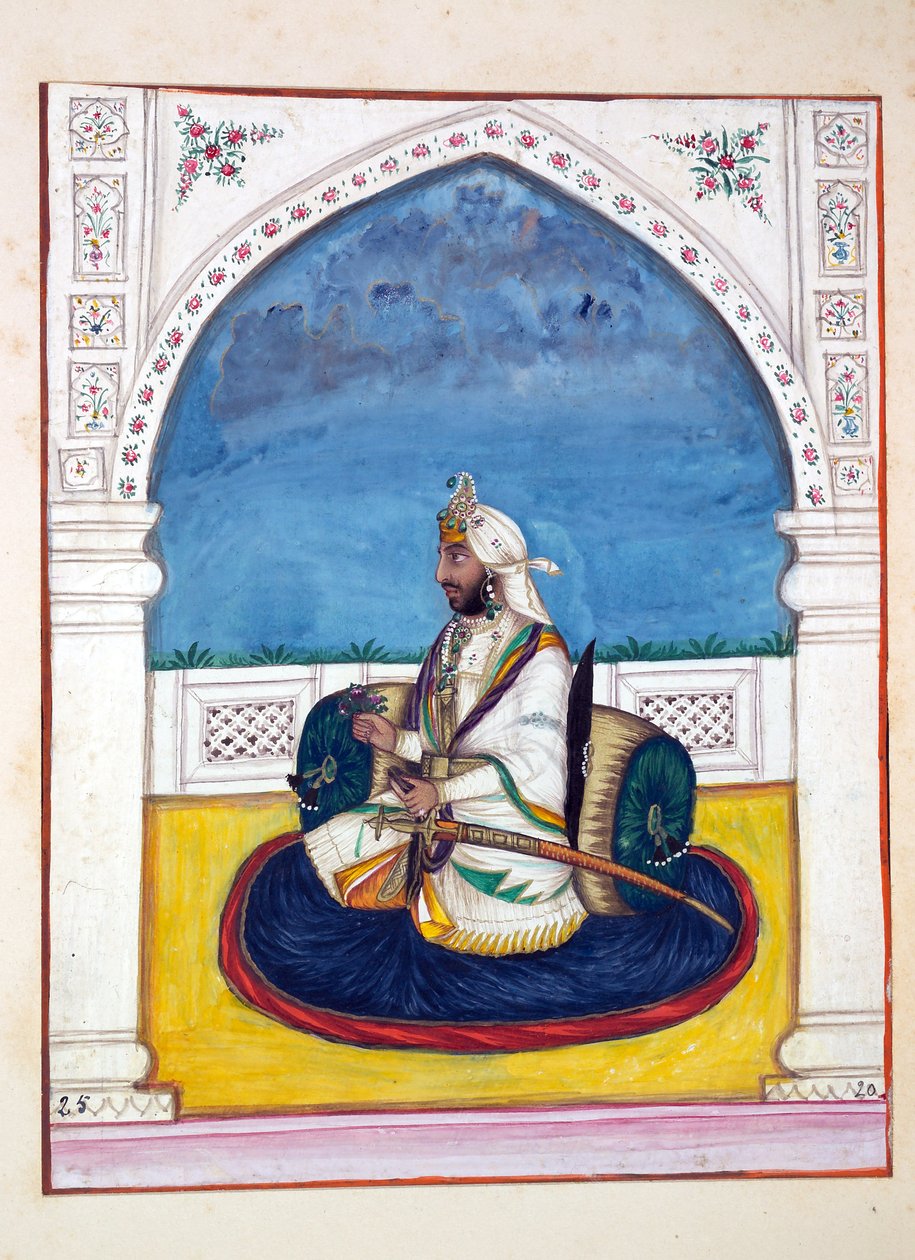 Sirdar Shamshir Singh, fra The Kingdom of the Punjab, its Rulers and Chiefs, bind I, et bind med 27 akvarelstudier af en uidentificeret indisk kunstner, ca. 1840 (wc på papir) af Indian School