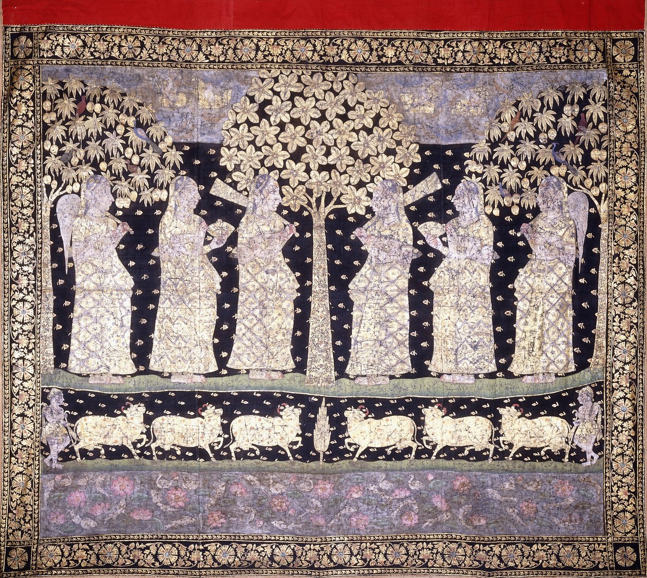 Seks Gopis, ca. 1800 af Indian School
