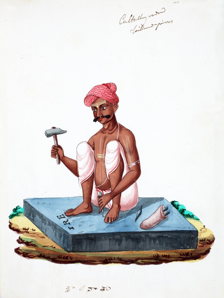 Stenhugger (wc på papir) af Indian School