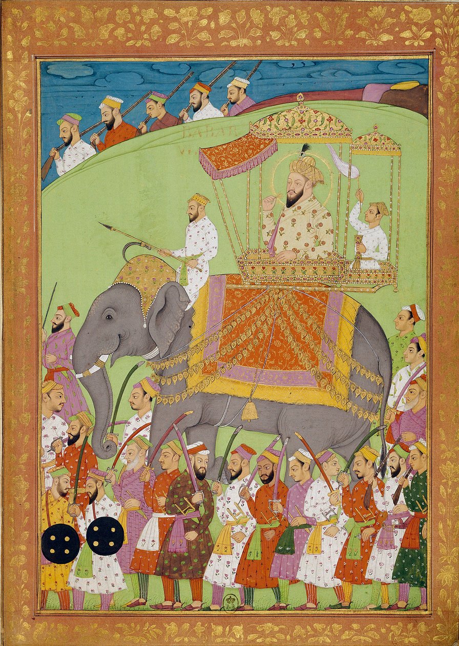 Sultan Babes på en elefant. Indiske og persiske miniaturer i "" Indiens historie fra Tamertante til Orangreyb"" af Niccolo Manucci (1638-1717). B.N., Paris. af Indian School