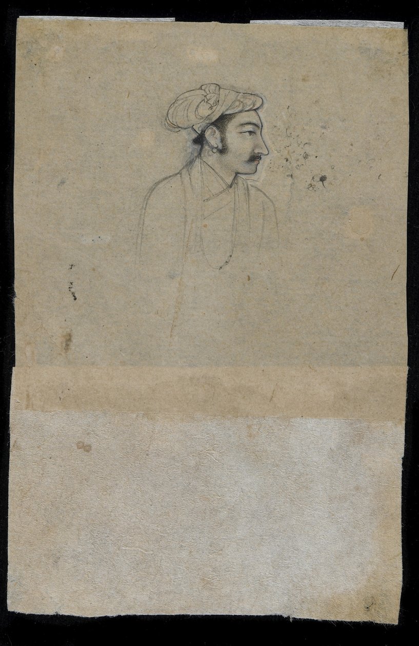 Sultan Khurram (Shah Jahan) (blæk på papir) af Indian School