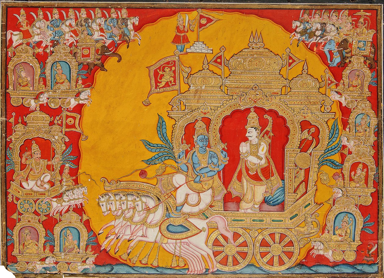 Slaget ved Kurukshetra, fra Mysore, Indien, 1800-25 af Indian School