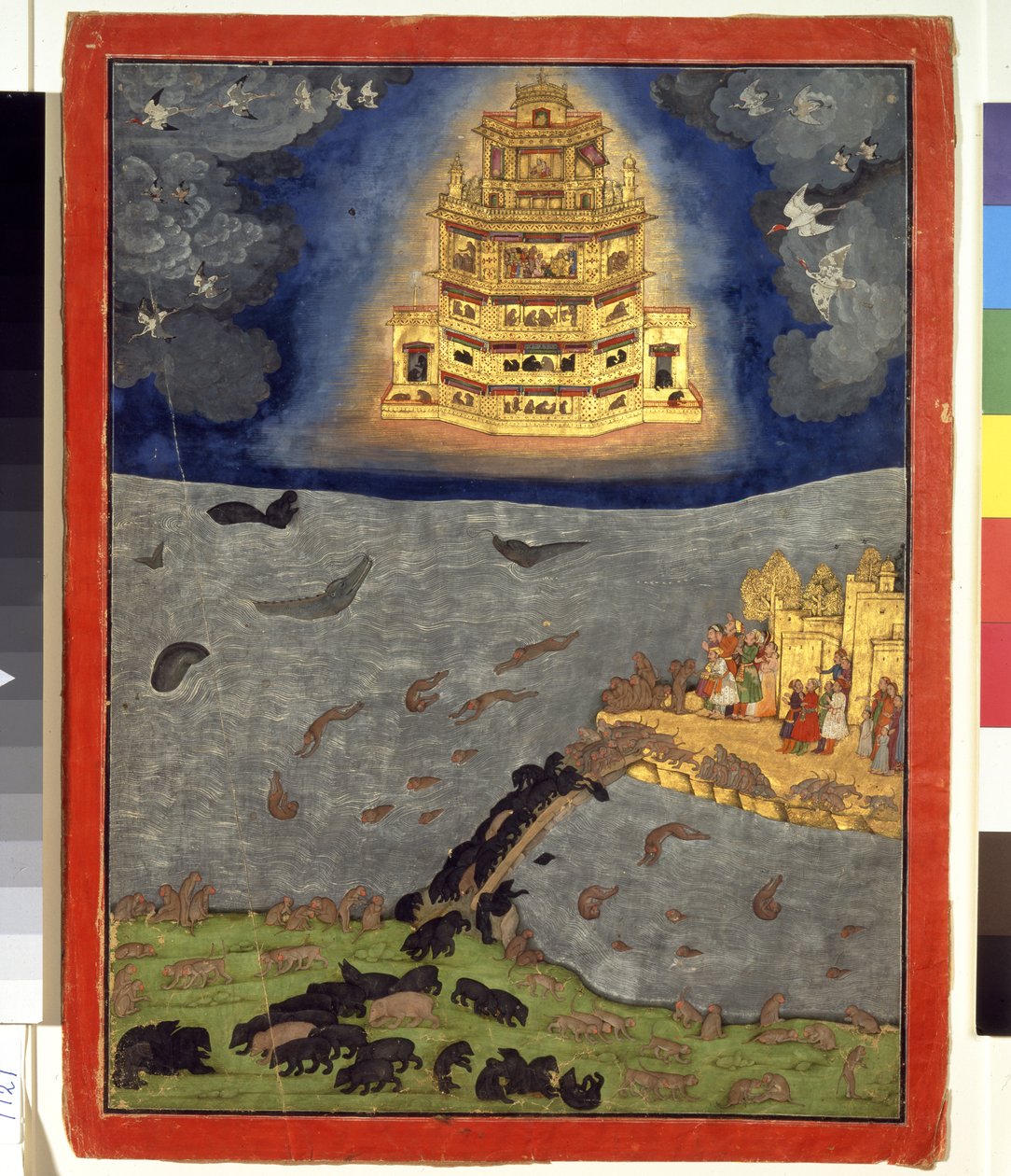 The Celestial Chariot, ca. 1650 (ugennemsigtig akvarel & guld på papir) af Indian School