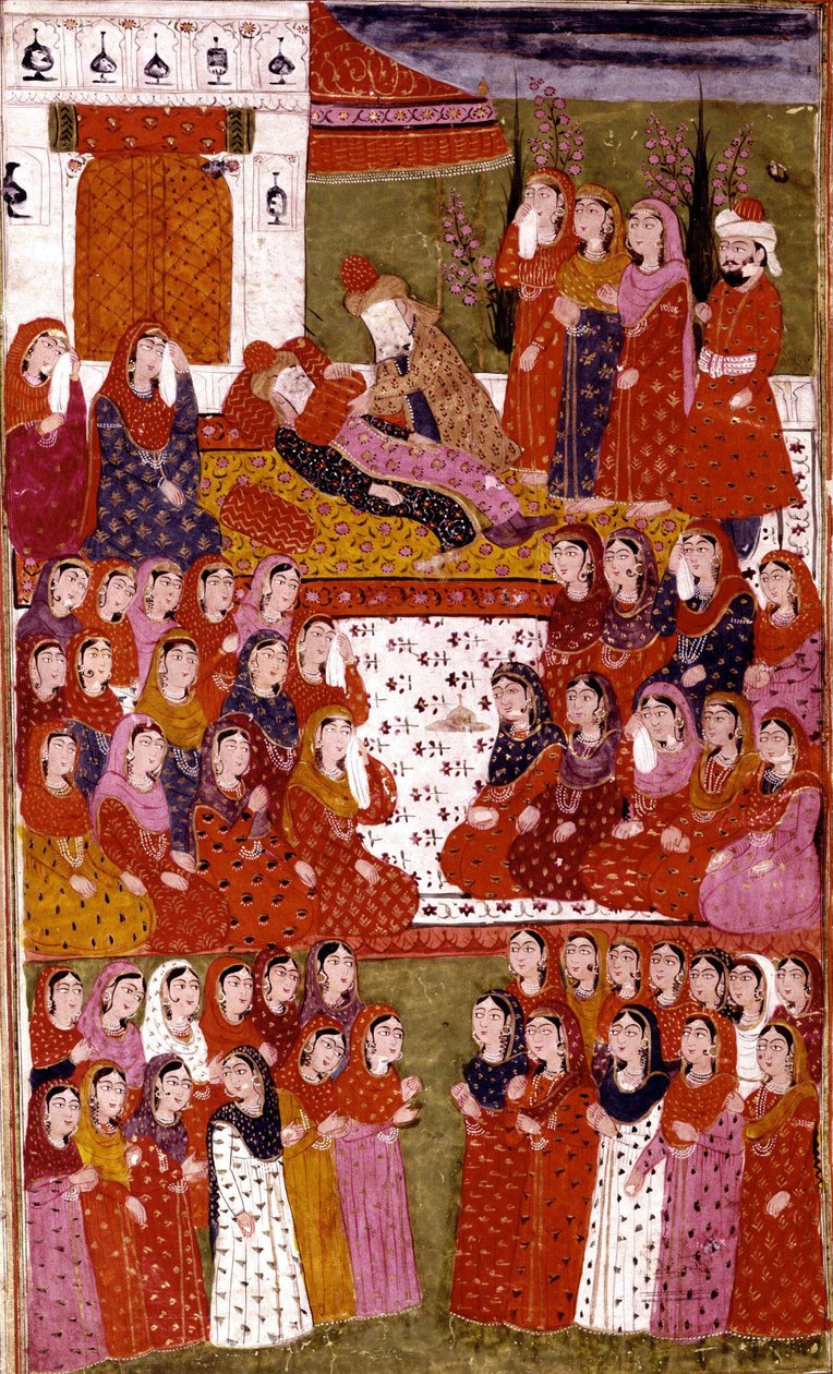 Abu Bakrs død, illustration fra Hamla-i-Haydari, af Mirza Muhammad Rafi Bazil, 1808 af Indian School