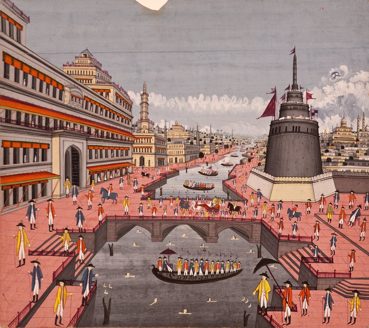 The Ghat at Jaunpur, ca. 1780 (ugennemsigtigt wc på papir) af Indian School