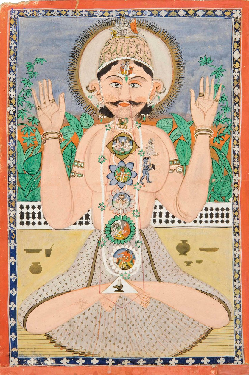 Den subtile krop og chakraerne, Punjab Hills, ca. 1850 af Indian School