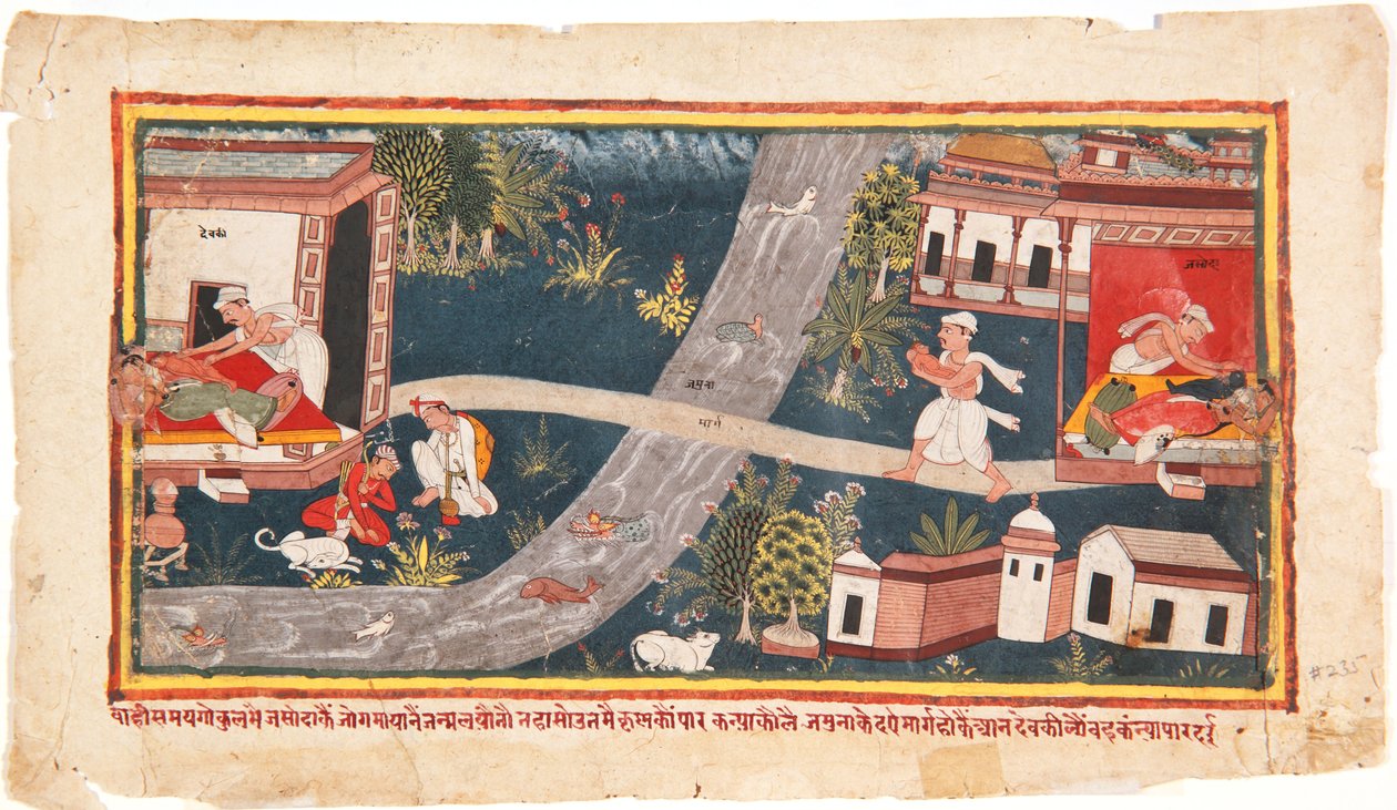 Babyerne byttes, 1600-25 (ugennemsigtigt wc på papir) af Indian School