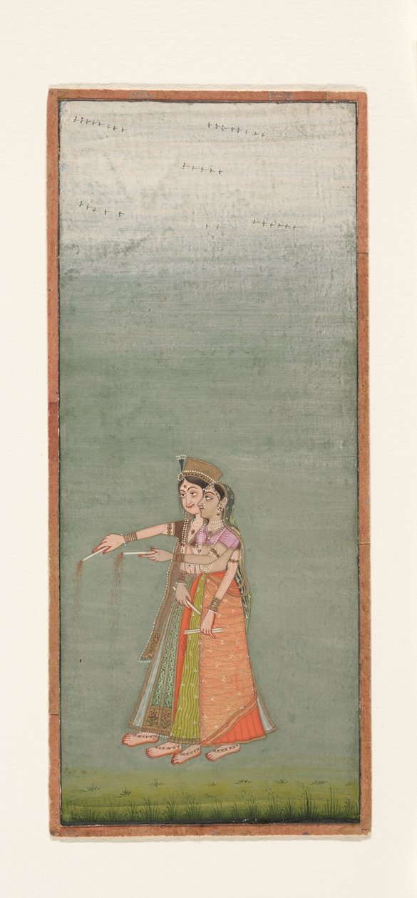 To hofdamer med fyrværkeri, ca. 1725 af Indian School