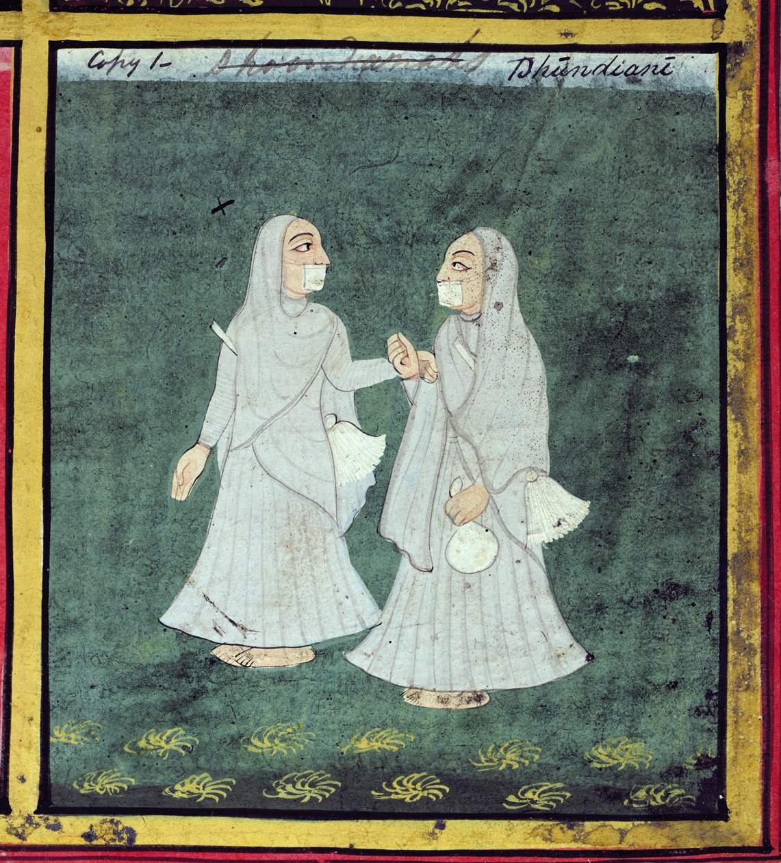 Two Dhondiya Women, Religious Mendicants, Udaipur, ca. 1810-20 (detaljer) (se også 136600) af Indian School
