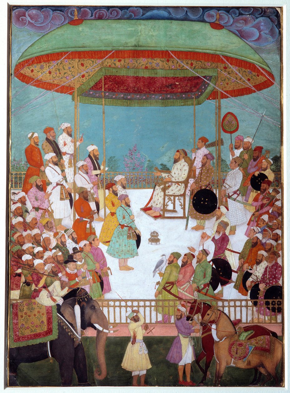 To portugisere har retten som en vizir. Indisk miniature af det 17. århundrede. Oxford University, England. af Indian School