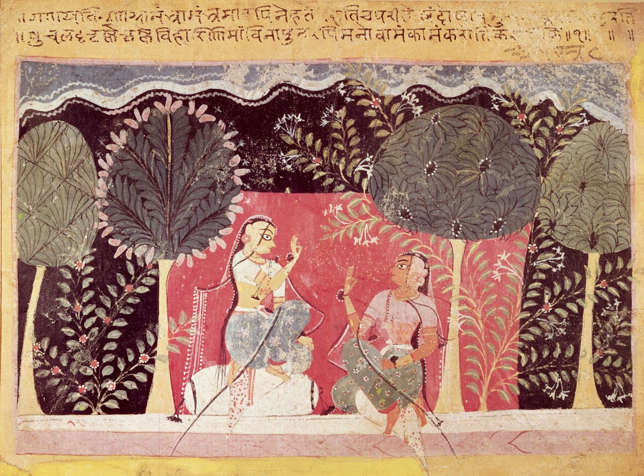 To prinser i en have fra Gita Govinda af Indian School