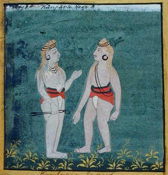 To kamphate-yogier, religiøse lægmænd, Udaipur, ca.1810-20 (gouache på papir) af Indian School